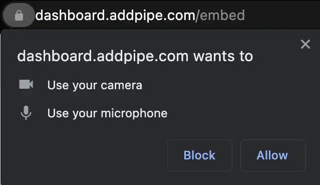 Chrome&rsquo;s camera and microphone permissions dialogue